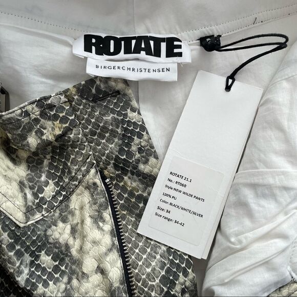 NWT ROTATE Snakeskin-Print High-Waisted PU Wild Pants - Picture 7 of 7